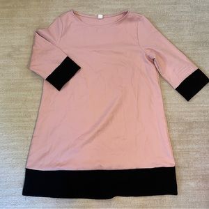 Pink Shirt Dress with Black Trim